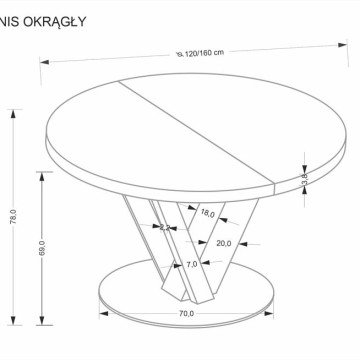 Фото2.Круглий розкладний стіл FANIS, натуральний / чорний (3 шт. = 1 шт.)